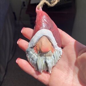 Red and White Santa mussel seashell ornament hand made with love